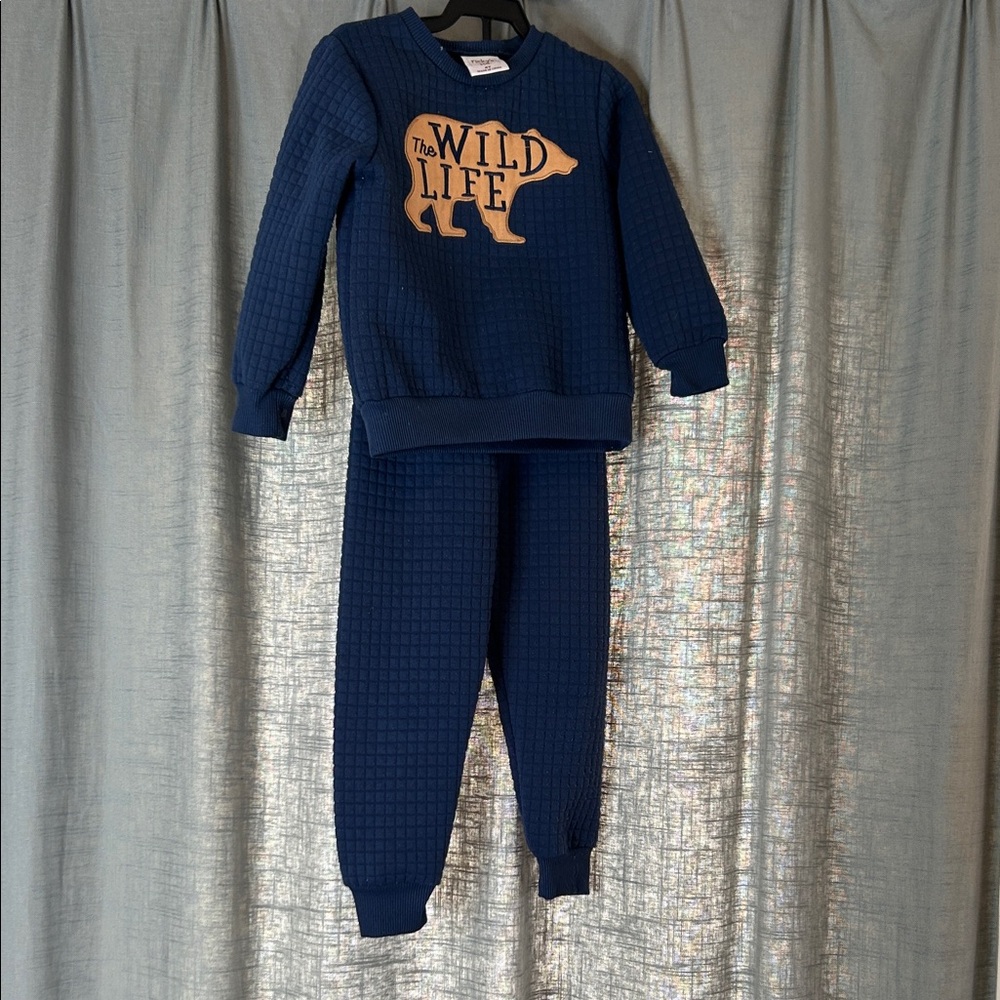 Kids Navy Blue 'The Wild Life' Matching Set